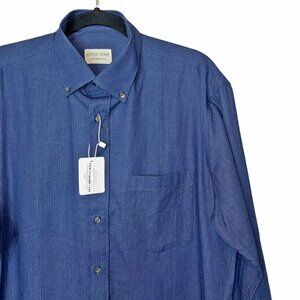 Button Down Dark Blue Houndstooth Long Sleeve Button Down Shirt - Size M - NWT